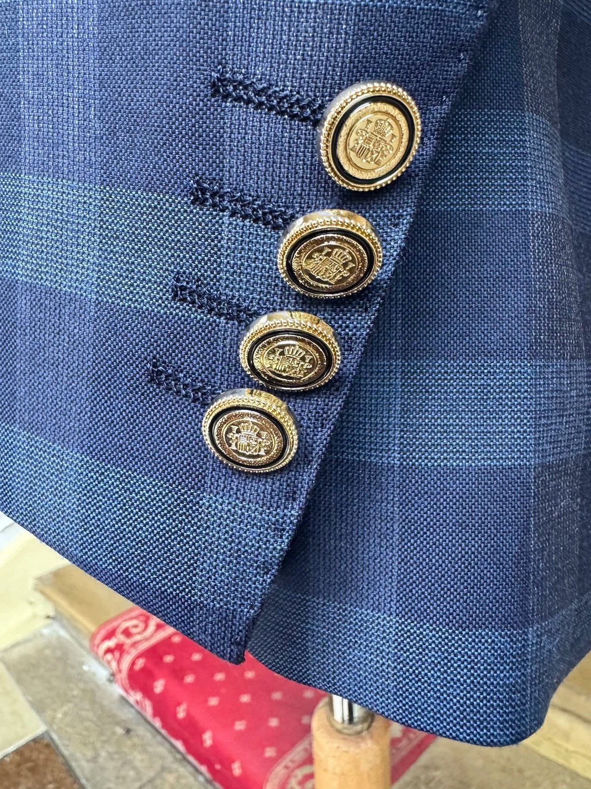 Veste Blazer Croisé Prince De Galles Bleu En Laine Froide - Image 3