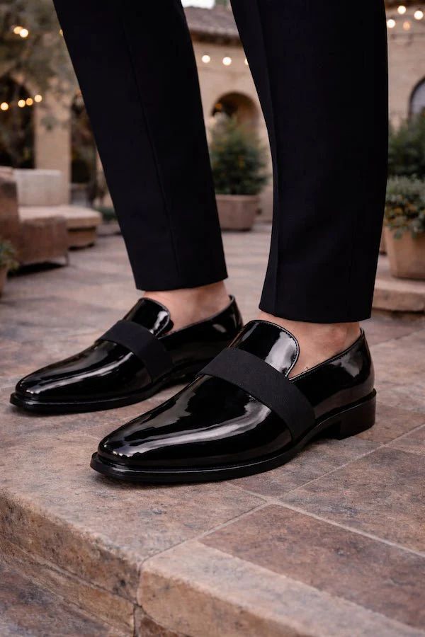 Chaussure Mocassin Cuir Noir Vernis ROME - Image 6