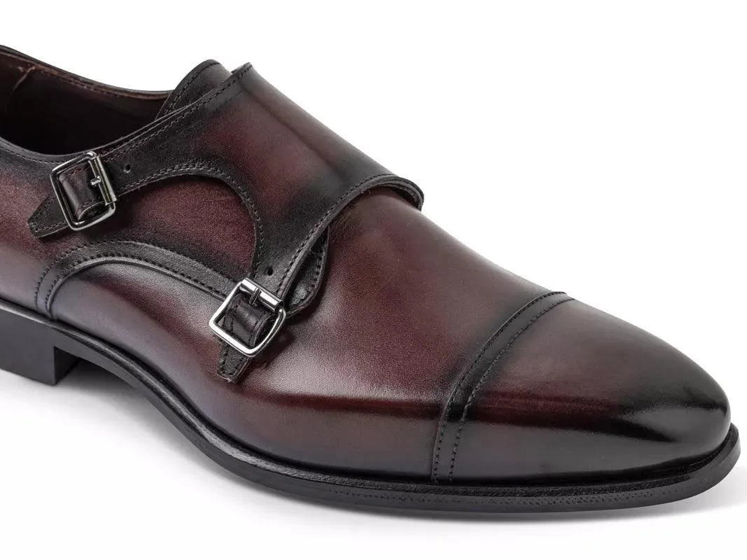 Chaussure Richelieu Cuir Bordeaux À Double Boucles RIVOLI - Image 3