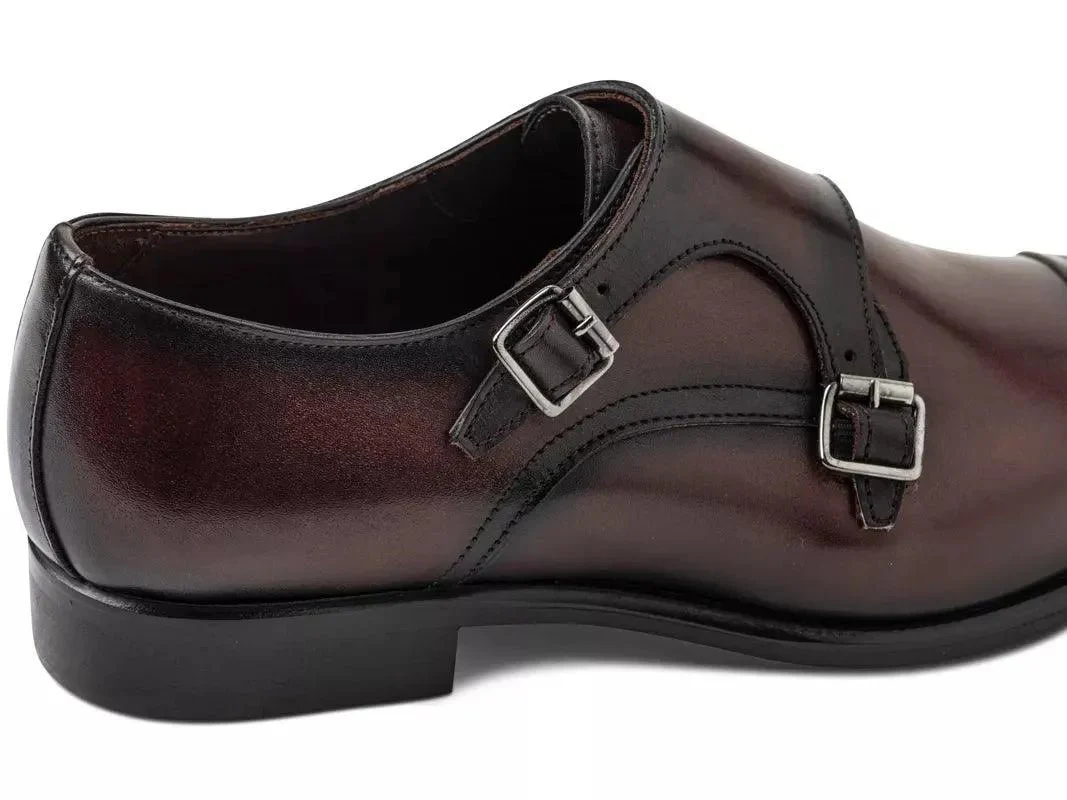 Chaussure Richelieu Cuir Bordeaux À Double Boucles RIVOLI - Image 4