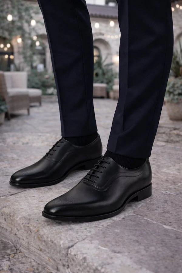 Chaussure Richelieu Cuir Noir Bout Fleuri PARIS - Image 5