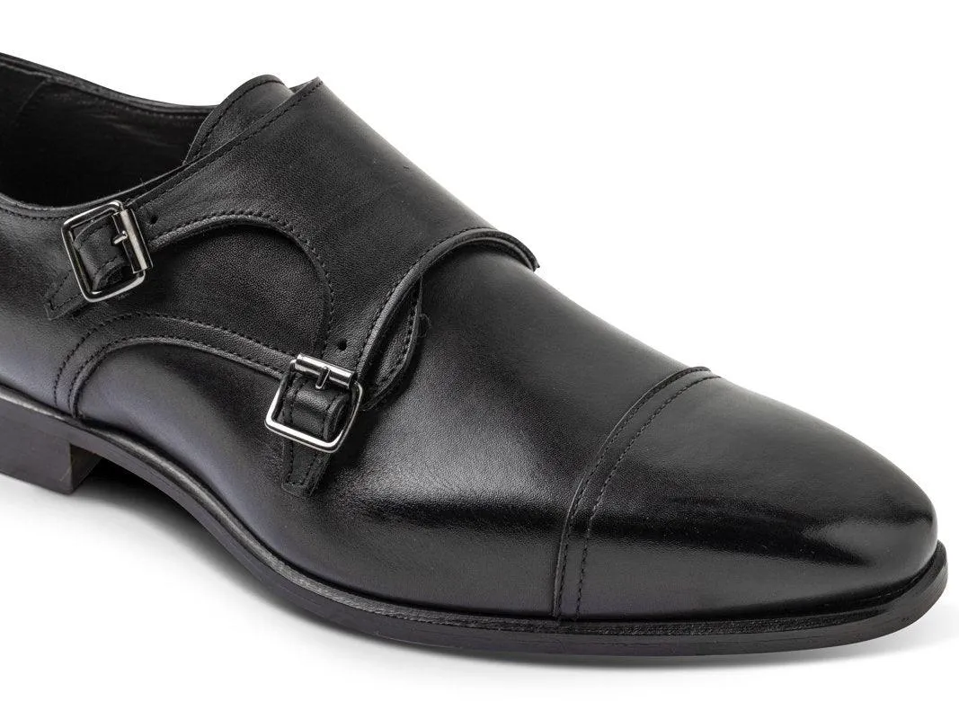 Chaussure Richelieu Cuir Noir À Double Boucles RIVOLI - Image 3