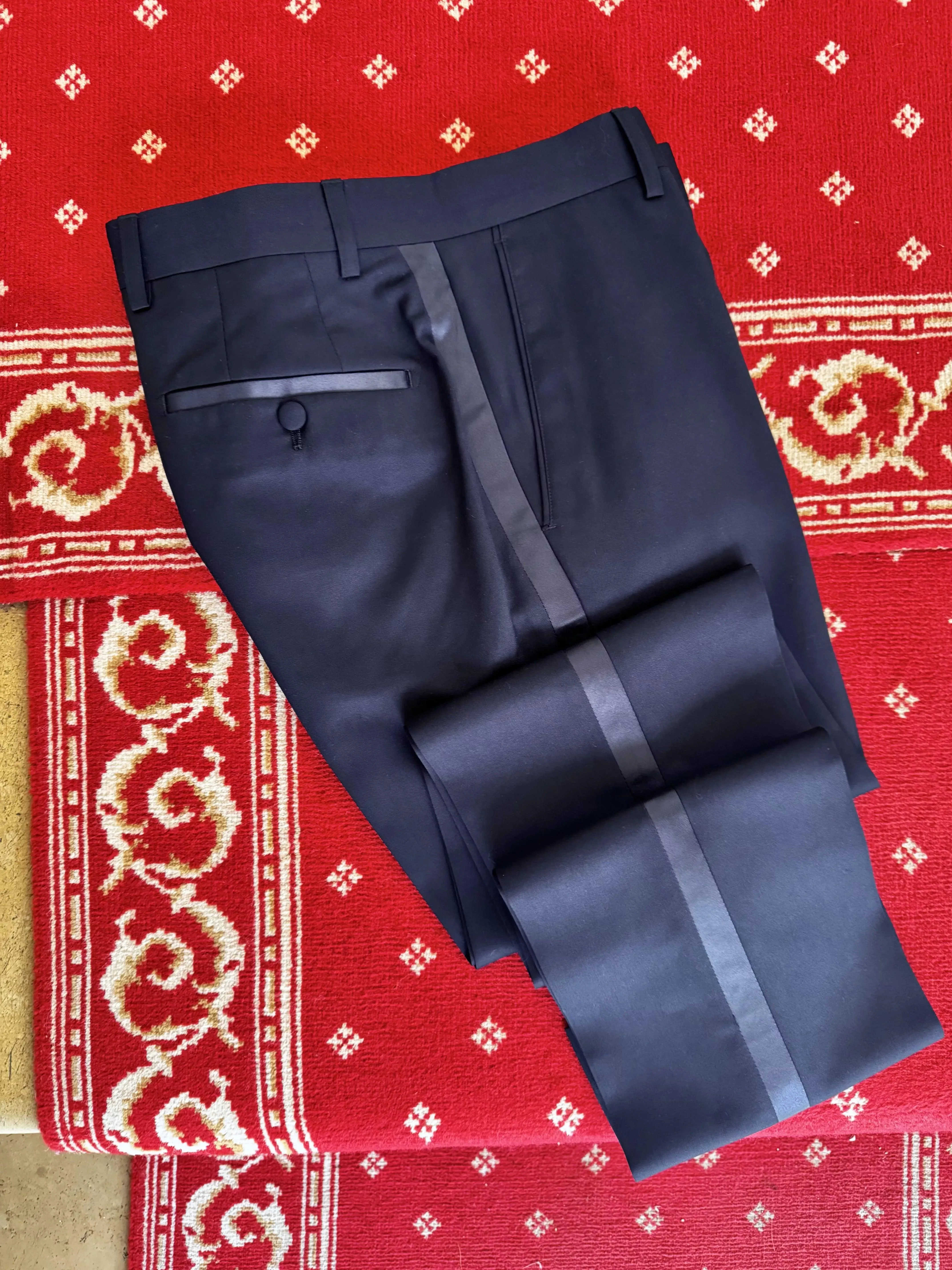 Smoking Croisé Bleu Marine Motifs Cachemires - Image 4